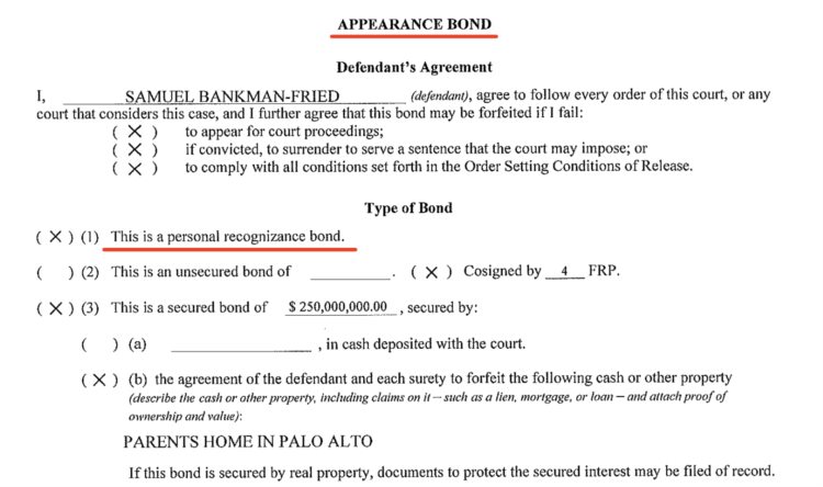 解读SBF保释文件：无需实际支付“2.5亿美元保释金”