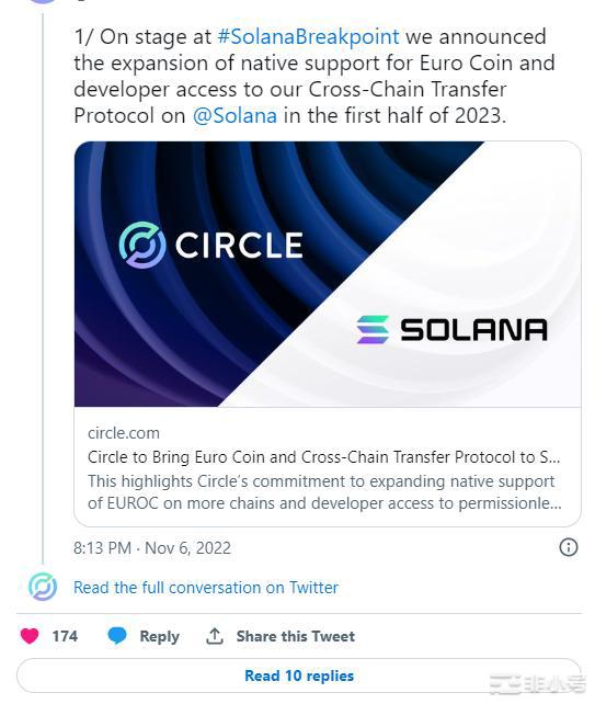 Circle的欧元稳定币将于2023年登陆Solana