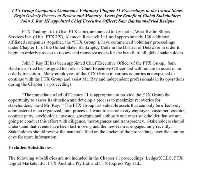 FTX正式宣告破产重组，134家相关实体一览