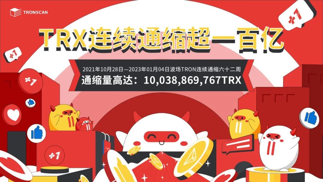 TRX连续六十二周通缩通缩量超100亿枚