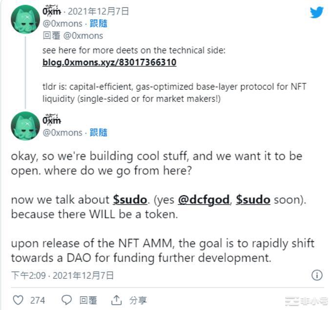 XMON代币1个月上涨5倍与Sudoswap有关系？