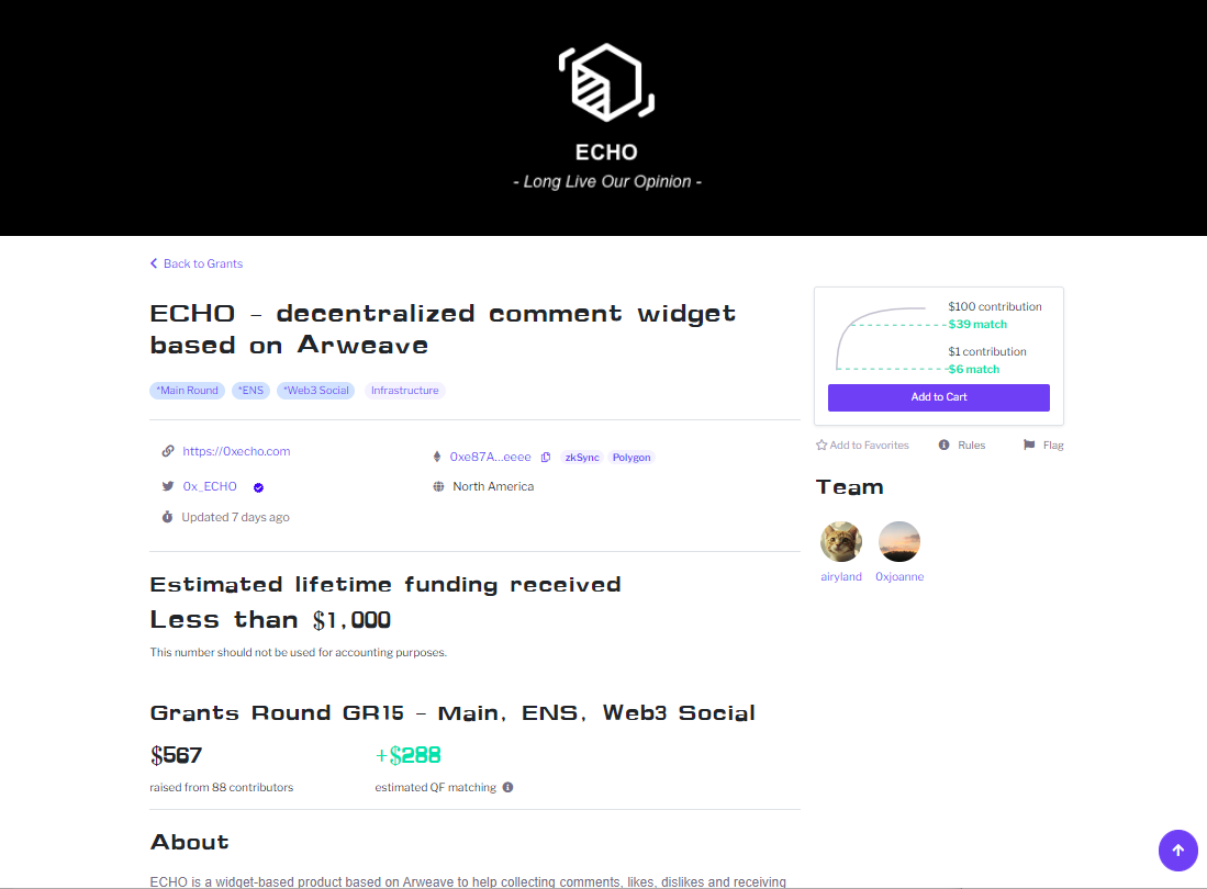 新项目|ECHO：用免许可的评论插件加速Web3发展