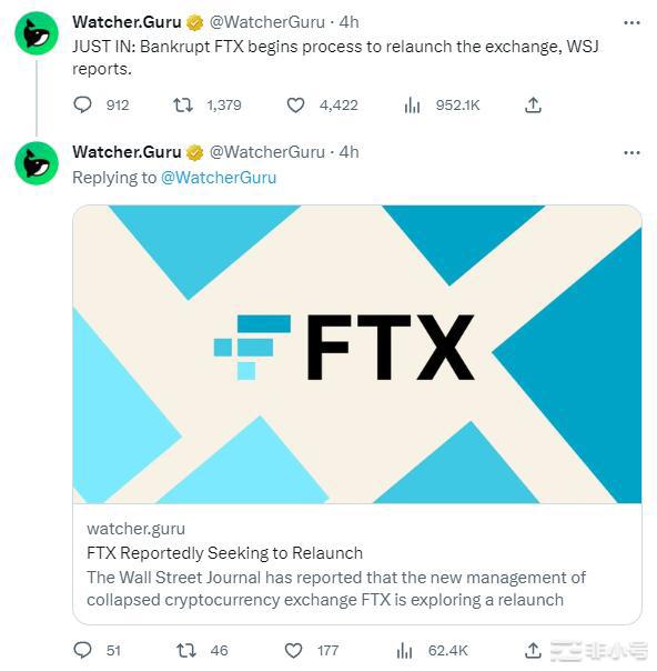 FTX确定重启加密交易所运营FTT平台币闻讯涨破40%