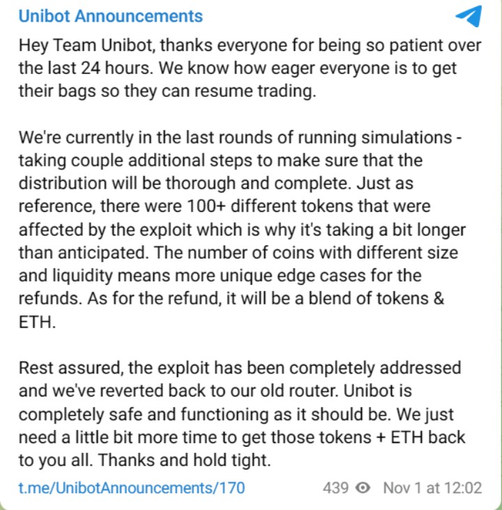 veDAO研究院:Unibot遭遇黑客入侵Telegram用户该如何保障资产安全?