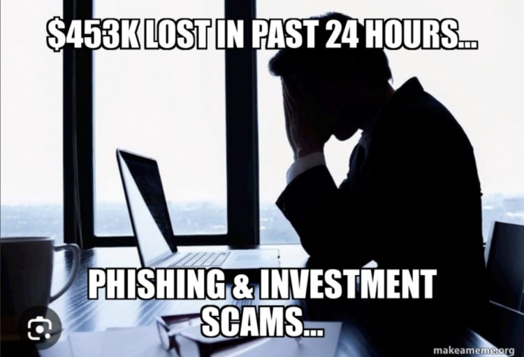 过去24小时，2位投资者损失了45.3万美元，网络诈骗事件频发！