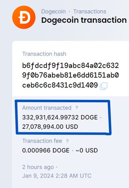 DOGE交易警报332931624的大量交易在币安发生动作