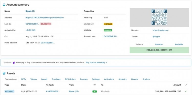 XRP抛售警报RIPPLE准备在2月份大幅抛售